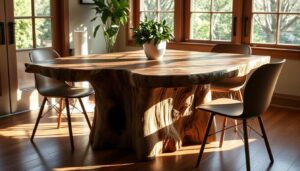 rustikaler Baumstammtisch